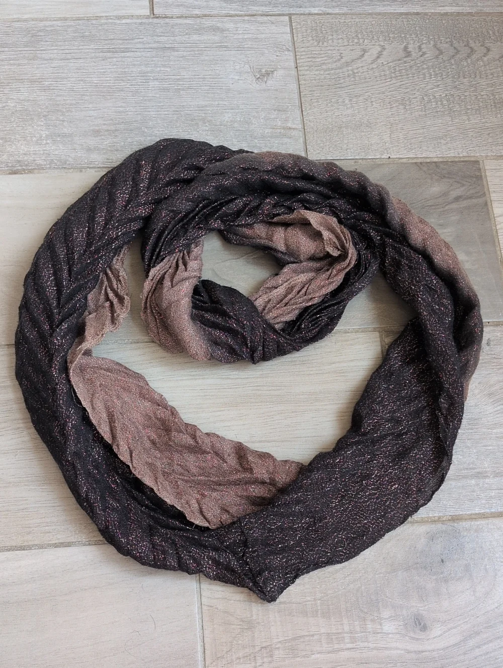 Shimmery Black and Brown Infinity Scarf